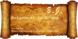 Bulyovszki Jolánta névjegykártya